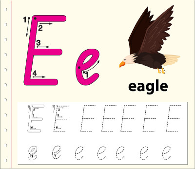 描摹字母E