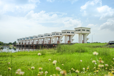 泰国Pak Phanang的Uthokwipat Prasit水闸。