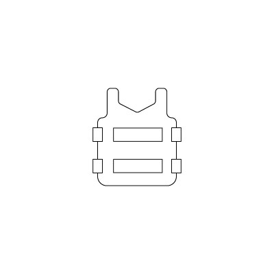 军事概念。单一premium象形图完美的标志，移动应用程序，在线商店和网站。矢量符号的防弹背心孤立在