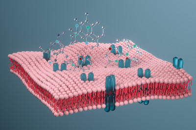细胞膜与生物学，生物学概念，3d渲染。
