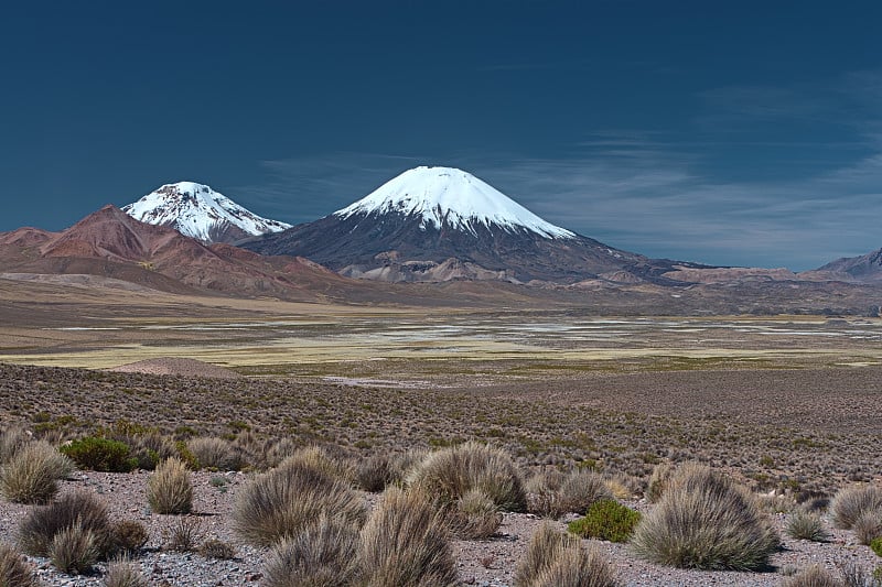 智利劳卡国家公园的帕里纳科塔火山