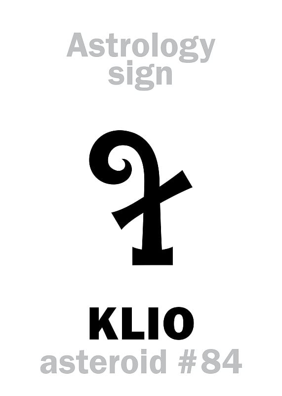 星相字母表:KLIO(历史的缪斯)，编号84的小行星。象形文字符号(单符号)。