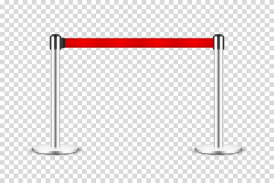 Realistic retractable belt stanchion on transparen