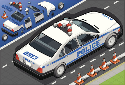 后视图等距警车