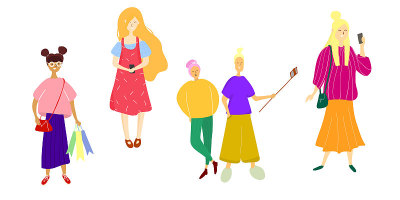 矢量插图的快乐的男人和女人在平坦的风格。