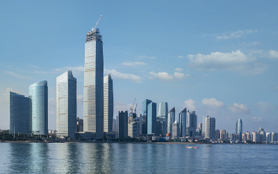 青岛金融中心建筑景观。