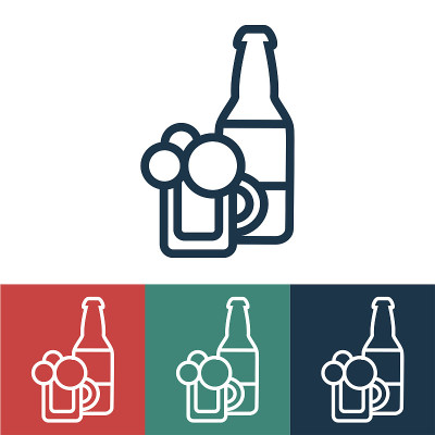 线性矢量图标与啤酒