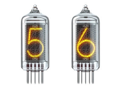 数码管指示器隔离在白色上。5, 5, 6, 6。