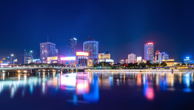 宁波城市天际线，建筑景观夜景