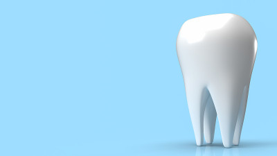 牙齿白色的蓝色背景牙科或医学概念3d渲染