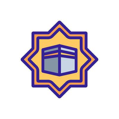提升神圣的克尔白图标矢量大纲插图