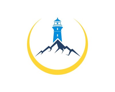 与山和灯塔盘旋