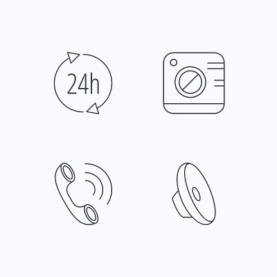 电话，24小时服务和声音图标。
