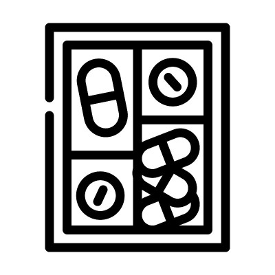 药盒容器线图标矢量插图黑色