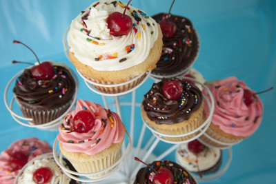 Assorted Cupcakes on Display