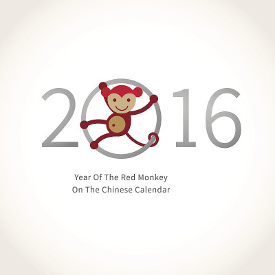 2016年红色猴年插画。