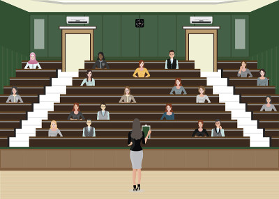 商务女性会议或演讲在观众会议厅。