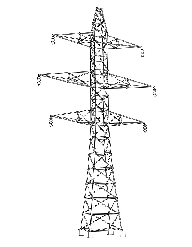 Electric pylon or electric tower concept. Vector