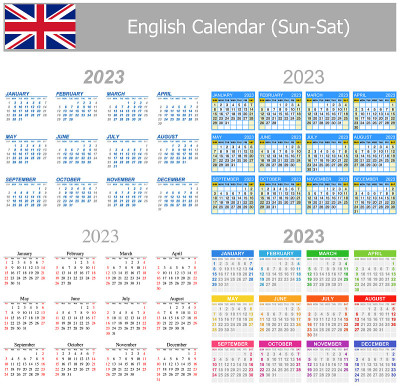 2023年英语混合日历太阳卫星