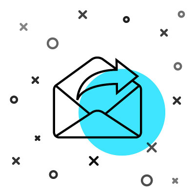 Black line Outgoing mail icon isolated on white ba