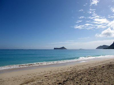 夏威夷瓦胡岛的怀马纳洛海滩