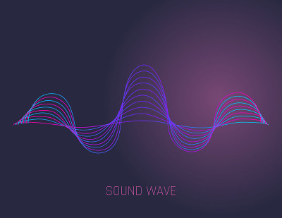 矢量音乐声波。音频数字均衡器技术，控制台面板，音乐脉冲。暗的背景