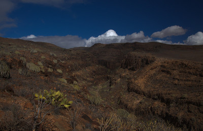 大加那利岛，风景沿徒步旅行路线之间的ravives Barranco del Toro和Barran