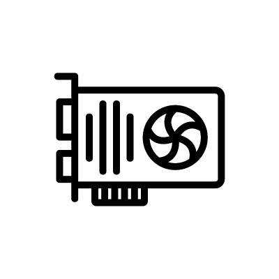 一个功能强大的图形卡图标矢量轮廓插图