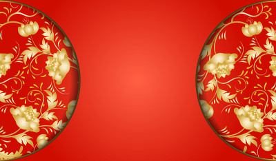 中国传统贺卡模板，花朵纹理