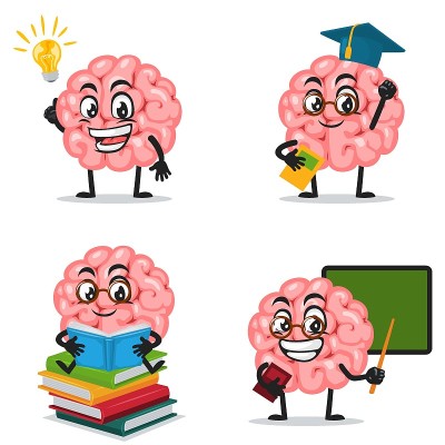 脑吉祥物或角色的矢量插图