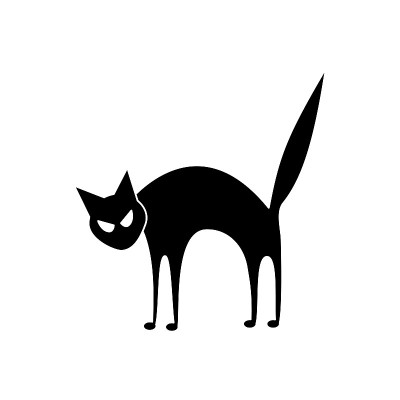 矢量孤立愤怒的猫剪影。万圣节人物装饰。卡通猫的轮廓。