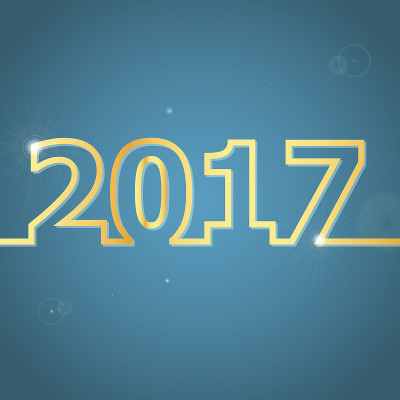 2017蓝色背景下新年快乐