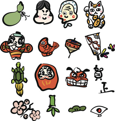 手描き縁起物イラスト