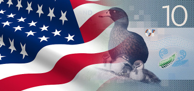 美国与新西兰经济和政治关系的概念。