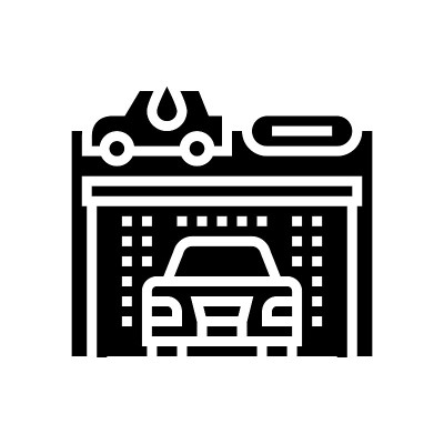 非接触洗车服务字形图标矢量插图
