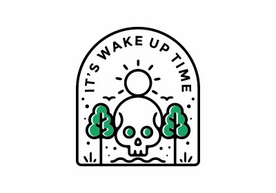 线条艺术插图的头骨设计图形
