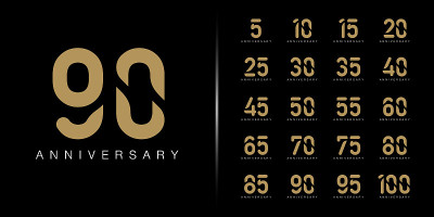 Set of premium anniversary logotype. Golden annive