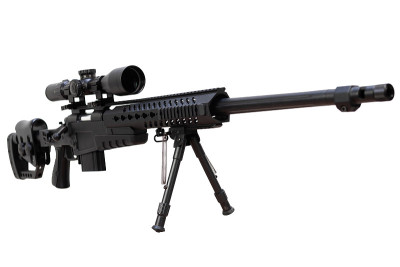.338口径狙击步枪，带望远镜瞄准器和两脚架
