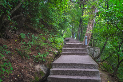在华山的一条山路上的台阶