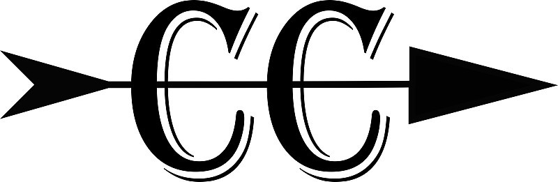黑色字母CC与黑色箭头为越野跑队的标志