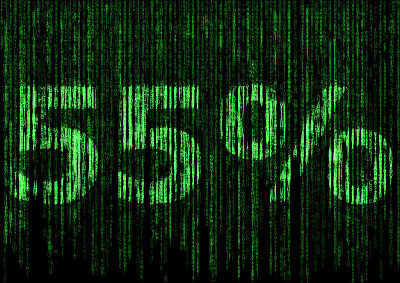 55%显示绿色的矩阵背景