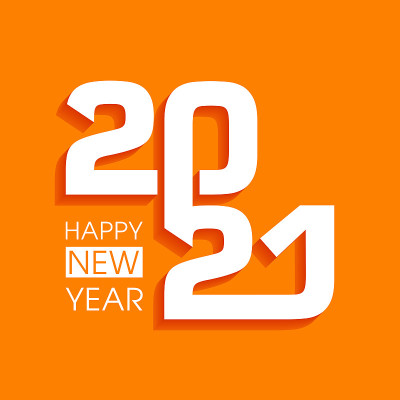 2021年新年快乐文本设计向量。