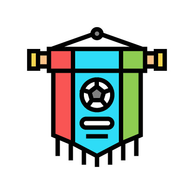 俱乐部足球颜色图标矢量插图