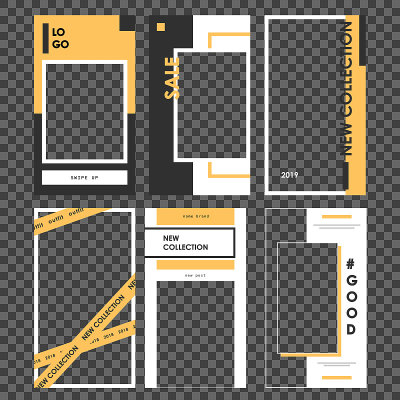 Stories template set. Modern flat stories template