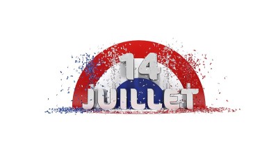 法国国庆日插图。“Juillet”=“7”