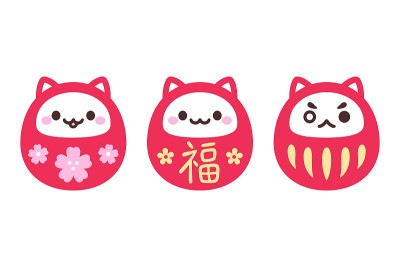卡哇伊猫达摩玩偶