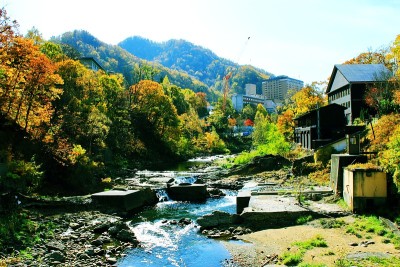 秋景北海道、札幌、中赞井温泉