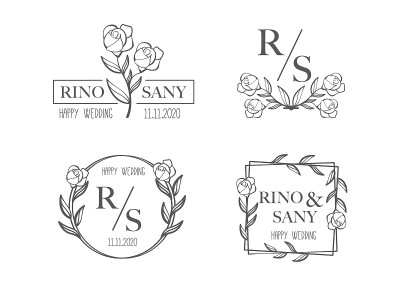 Hand drawn floral wedding collections logo templat