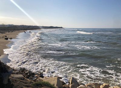 土耳其萨卡雅的海浪和空旷的海滩。它是黑海的一部分。