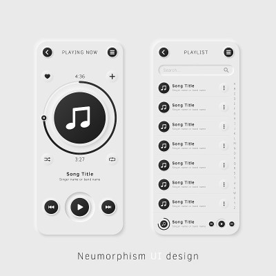 用户界面元素的移动应用程序。Neumorphism用户界面设计工具包。Neumorphism UI 